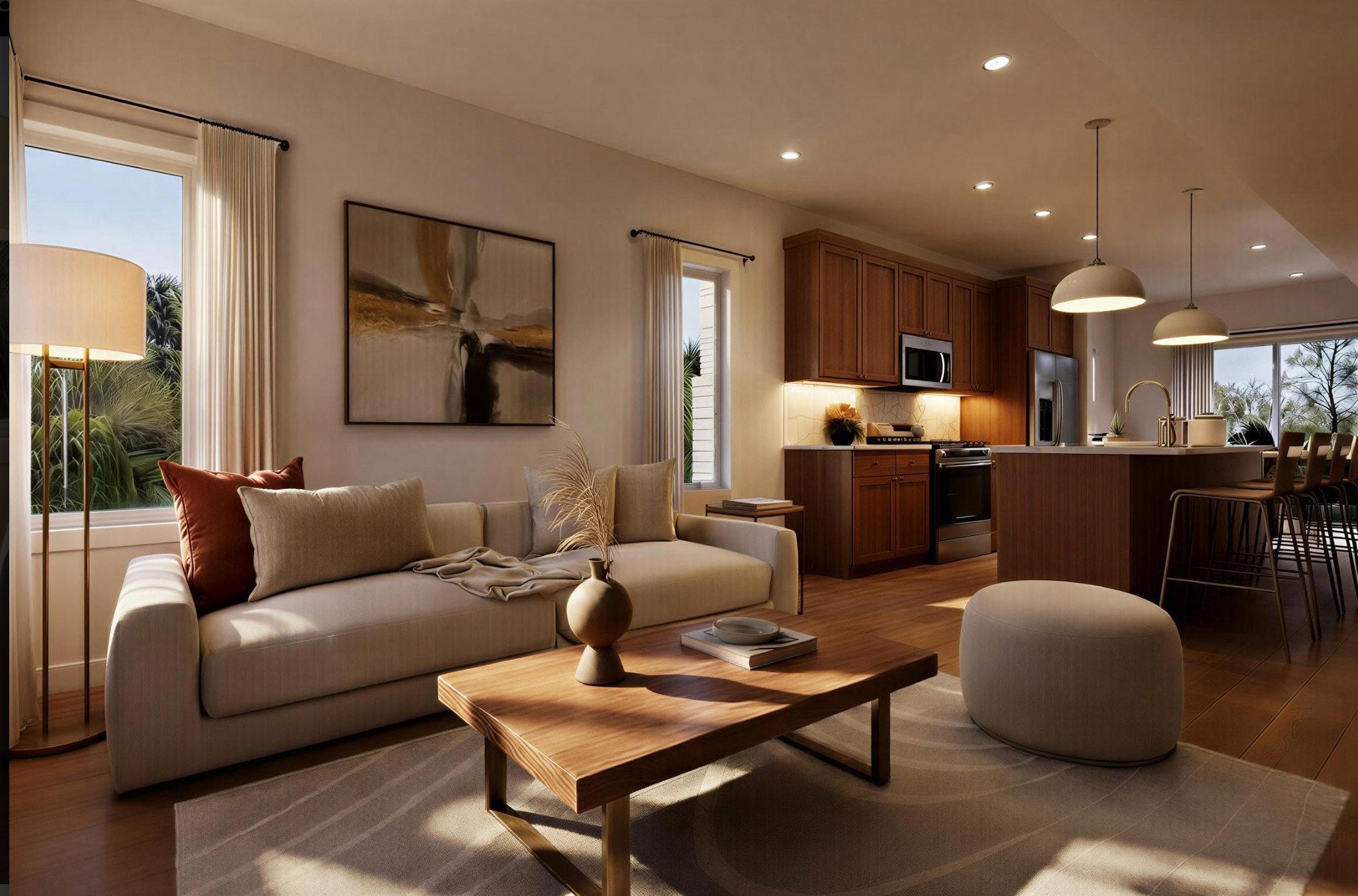 Interior — living and kitchen